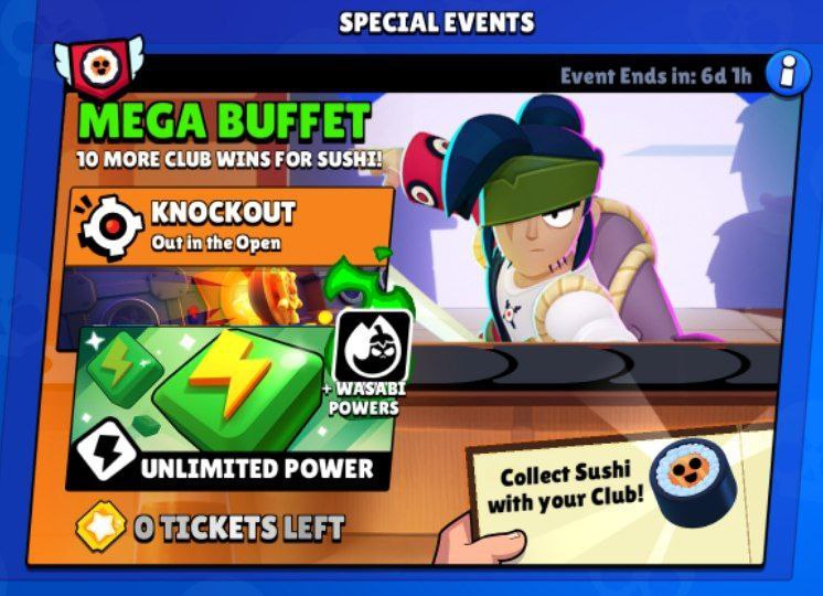 Технический перерыв в Brawl Stars. «Нам нужно исправить визуальную ошибку, из-за которой на экране Мегапира отображались неверные данные для лучших участников, а во вкладке клуба — оставшиеся билеты и выигрыши. К счастью, фактические выигрыши и награды игроков не были затронуты! А также будет исправлена ошибка с исчезновением Сил Васаби в матчах Мегапира после изменений звёздных сил/снаряжений/гажетов во время фазы выбора!». После окончания технического обслуживания в игре появится компенсация в виде роллов!