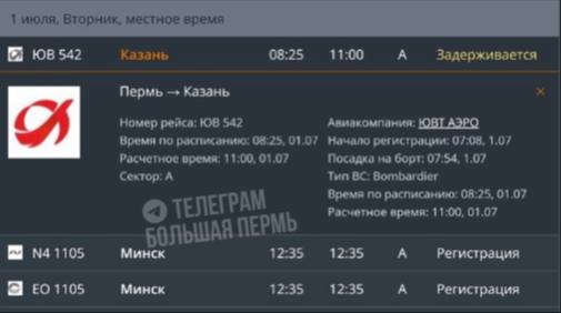 Из-за угрозы атаки беспилотников перенесли вылет из Перми в Казань  В пермском аэропорту Большое Савино на 2,5 часа задерживается вылет рейса в Казань.  В аэропортах Татарстана — в Казани и Нижнекамске — ввели временное ограничение на прием и выпуск воздушных судов в целях обеспечения безопасности полетов, сообщает Росавиация.   Подписаться       Дать «буст»