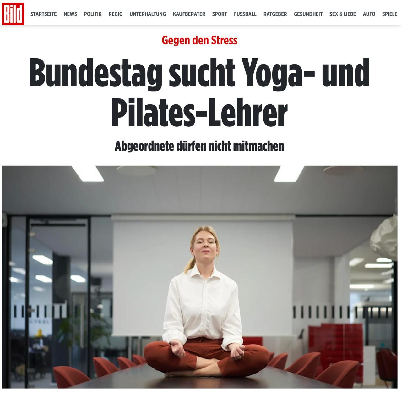 «Бундестаг ищет преподавателей йоги и пилатеса» Bild Нервная нынче жизнь у дойче парламентариев: в бюджете дыра, внутри страны хаос, ещё и Путин сегодня-завтра нападёт. Чтобы снизить стресс, бундестаг решил запустить для чиновников курсы йоги и пилатеса. Программа, рассчитанная на четыре года, стартанёт в феврале 2026-го. Занятия будут проходить прямо в одном из правительственных зданий чтобы от работы не отвлекаться . Важное уточнение: самим депутатам участвовать в отборе тренеров нельзя. Во сколько обойдётся проект релаксации налогоплательщикам — тайна, покрытая мраком. Зато известно, что функционеры смогут практиковать асаны почти даром — разовая плата составит всего €30 за 15 занятий. Ещё и коврики бесплатно выдадут.