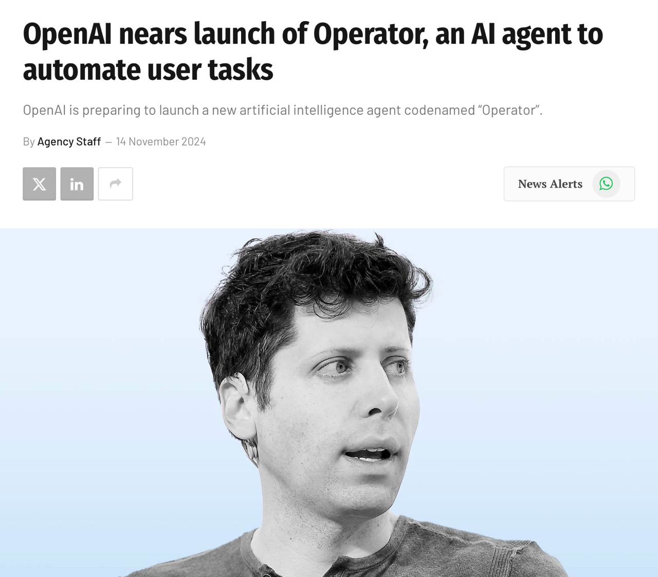 OpenAI готовят еще один секретный проект, выяснили Bloomberg. Это будет автономный ИИ-агент под кодовым названием Operator.  Модель сможет самостоятельно управлять компьютером по запросу пользователя. Например, для написания кода. Две недели назад Сэм Альтман намекал, что это будет следующий прорыв стартапа.  Да, недавно мы подобное уже слышали — когда Anthropic представили Claude Computer Use. Только у OpenAI агент должен оказаться более работоспособным.