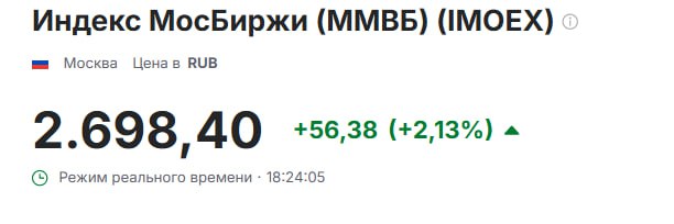 Российский рынок акций ускорил рост на фоне заявлений Трампа, следует из данных торгов. UPD: рост уже составил 2,84% Украина.ру — подписаться и знать больше
