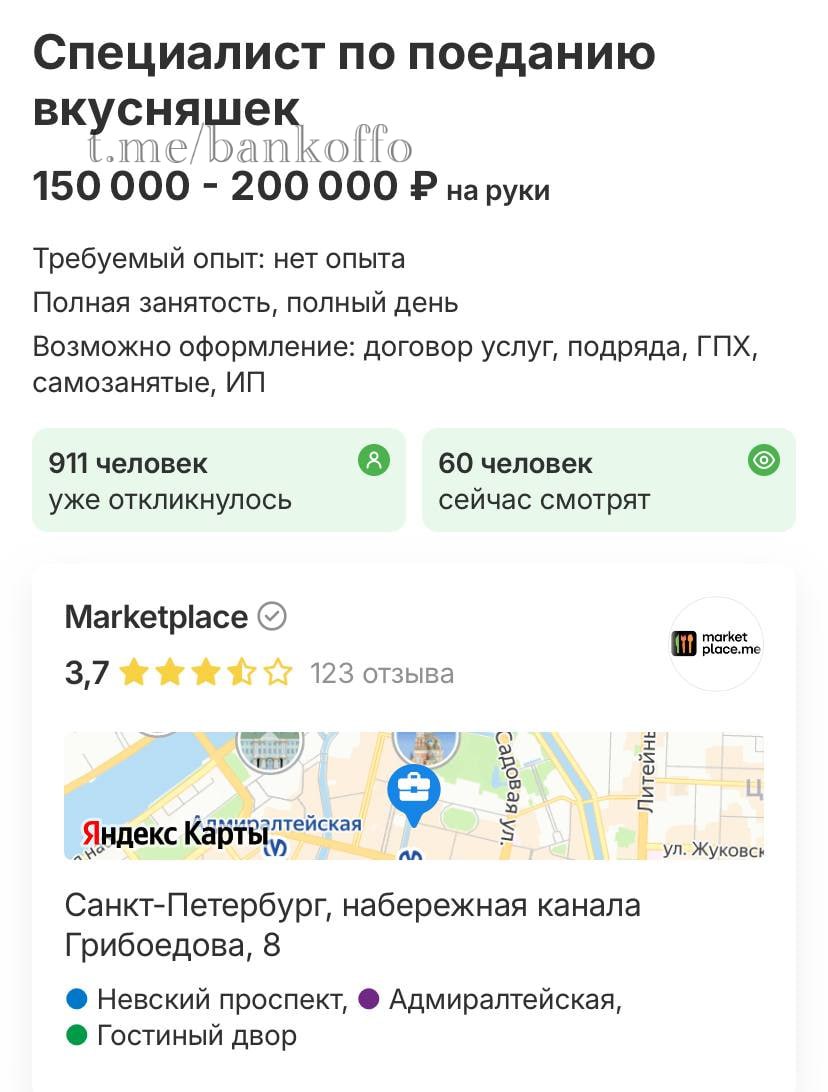 В Петербурге ищут дегустатора вкусняшек со ставкой 200 тысяч рублей Задача пробовать разные блюда без ограничений и составлять подробные отчёты чтобы улучшать рецептуру bankoffo