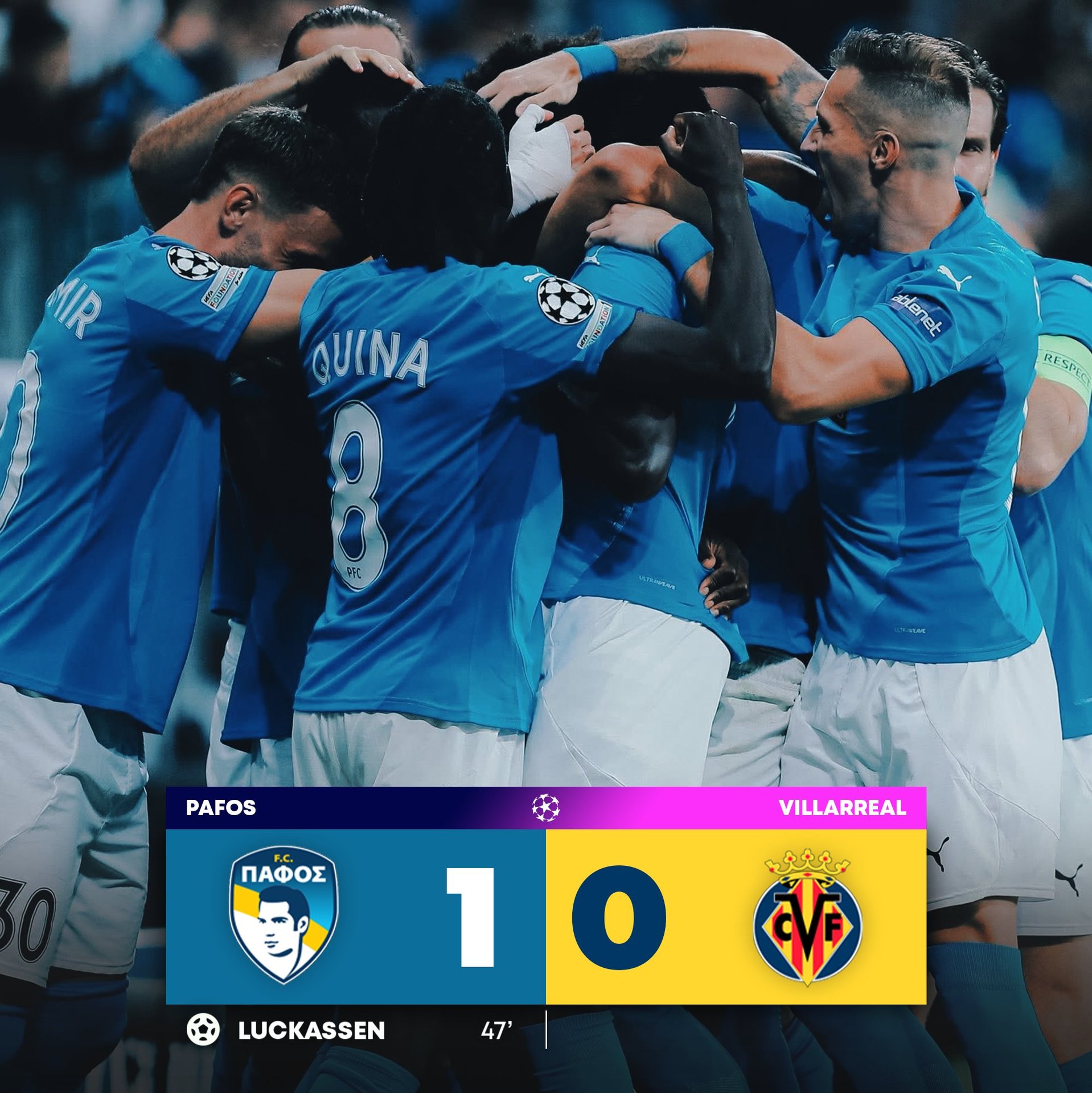 Историческая сенсация в ЛЧ кипрский Пафос с составом в 10 раз дешевле обыграл Вильярреал Клуб Сергея Ломакина впервые в истории победил в основном раунде турнира 1 0 и с 5 очками поднялся на 19 е место дающее право на плей офф