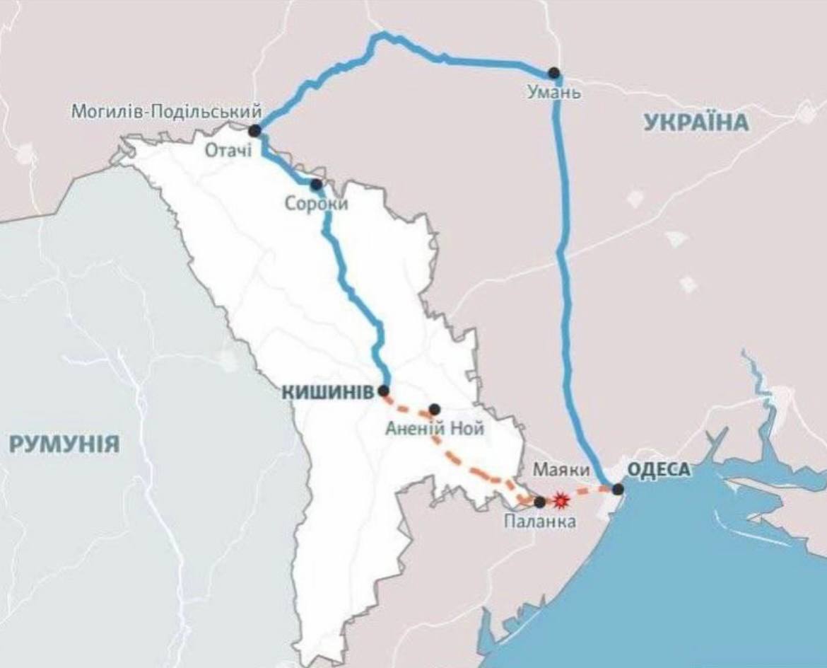 Новый кратчайший маршрут из Одессы в Кишинев после повреждения моста в Маяках Одесской области Судя по карте которую пересылают в украинских пабликах теперь Google рисует маршрут в 700 км вместо 200 км ранее и 10 часов дороги