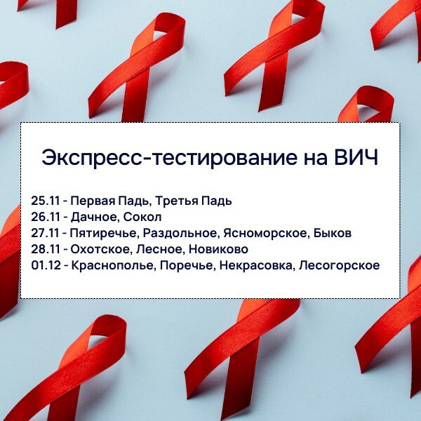 В преддверии Всемирного дня борьбы со СПИДом который традиционно отмечается 1 декабря напоминаем о важности регулярной проверки здоровья На этой неделе островные жители смогут пройти экспресс тестирование на ВИЧ диагностика пройдёт в сельских ФАПах Процедура проводится путём забора крови из пальца и занимает не больше 10 минут Подготовка и предварительная запись не требуется достаточно прийти в ФАП для жителей села Быков в поликлинику и заявить о своём желании пройти тестирование При подозрении на наличие заболевания пациента на направят дополнительное обследование Пройти исследование можно также в ЦРБ и Центре СПИД