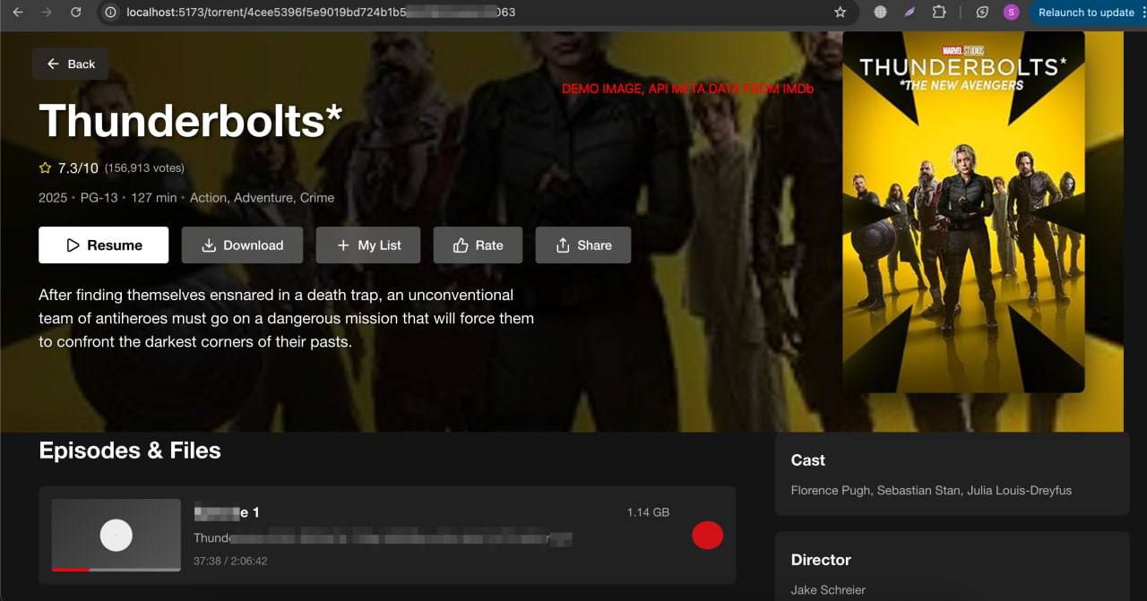 Смотрим любые фильмы сериалы и аниме БЕСПЛАТНО и в топовом качестве на GitHub выложили тулзу которая превращает любое устройство в кинотеатр со всеми платными сервисами Автоматически подгружает фильмы с торрентов Работает на любом гаджете с браузером от телефона до ПК Никаких ожиданий воспроизведение мгновенное Встроенный медиаплеер с субтитрами жестами и полноэкранным режимом Установка занимает пару минут есть подробная инструкция Ставим и запасаемся попкорном 1337