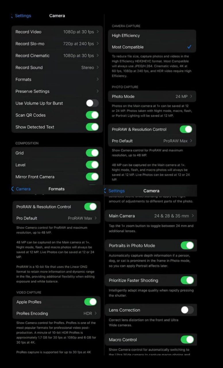 В Твиттере показали настройки iPhone которые выжимают из камеры максимум и превращают обычные ролики в профессиональный контент Самое главное эти параметры съемки не будут съедать тонны гигабайтов памяти вашего смартфона так что сохраняем и пользуемся