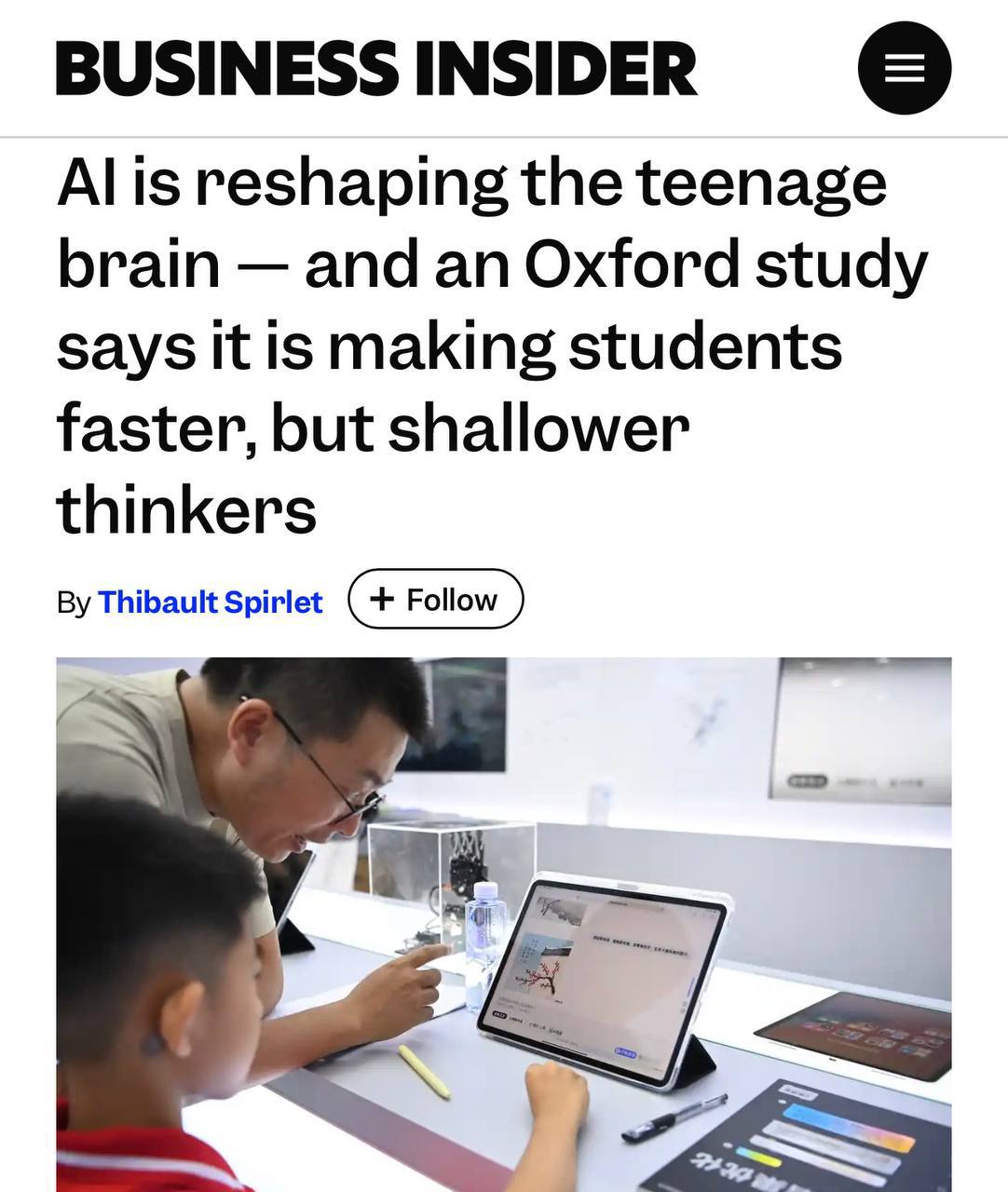 ИИ делает подростков умнее но поверхностнее Новое исследование Oxford University Press показало что 8 из 10 британских школьников уже используют ИИ для учебы Они решают задачи быстрее пишут рефераты моментально и думают вместе с машинами но суперсила отключается если отобрать доступ к ChatGPT Вот что подростки рассказали исследователям 60 признали что использование ИИ негативно влияет на развитие собственных интеллектуальных способностей 25 отметили что учеба стала слишком легкой Каждый десятый признался он практически перестал развивать критическое мышление Может ли зумер сочинить симфонию Или превратить кусок холста в шедевр искусства Техничка