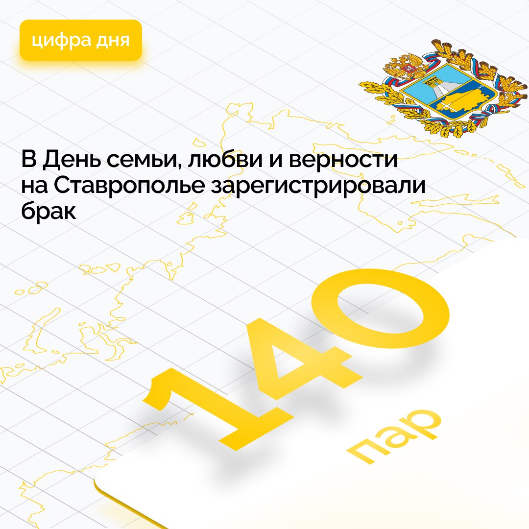 8 июля 140 ставропольских пар приняли решение официально зарегистрировать свои отношения 15 семей еще за год выбрали для себя именно эту дату. В одном из загсов краевой столицы провели сразу 20 церемоний. После регистрации молодоженов провожали артисты народного ансамбля. Рекорд по количеству браков в День семьи, любви и верности поставили в 2023 году — тогда поженились 240 пар. Также этот праздник стал днем без разводов для региональных загсов.