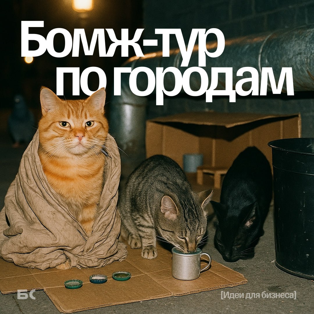 Отпуск на теплотрассе В Москве появился необычный формат отдыха бомж тур Веселая жизнь За 20 000 участникам предлагают провести несколько дней по правилам выживания искать еду и ночлег изучать город в компании дружелюбных бездомных Безопасность обещают обеспечить организаторы а для желающих даже допускается участие с детьми А вот в Тюмени решили поднять планку здесь за 200 000 состоятельным клиентам предлагают то же самое но в премиум формате Три дня полного погружения в жизнь бездомного сценарий актеры и пункт о неразглашении информации в договоре Место под трубой еще можно занять Больше идей для бизнеса
