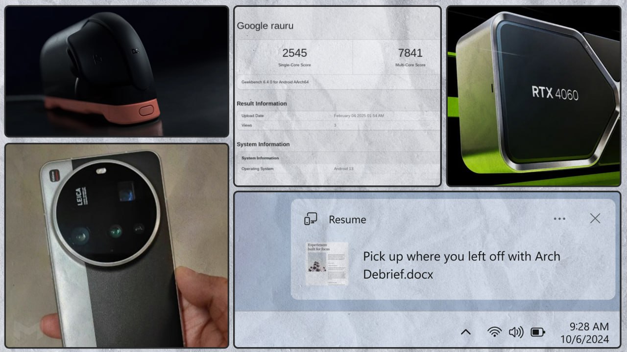 Подборка новостей  • Joy-Con для Nintendo Switch 2 можно будет использовать как мышку. Компания зарегистрировала патент, в котором описывается такая функция.  •  В сети засветился снимок будущего флагмана Xiaomi 15 Ultra. В состав блока камер смартфона войдет основной модуль с диафрагмой f/1,63. Презентация намечена на 28 февраля.  • В Geekbench появились результаты тестирования ноутбука с новым процессором MediaTek MT8196. Устройство обошло несколько конкурентов с процессорами Intel Core Ultra 7.  • Видеокарты GeForce RTX 5060 ещё не появились в продаже, но NVIDIA уже начала снимать с производства модели предыдущего поколения. Отгрузки чипов для RTX 4060 завершатся уже в этом месяце.  • В тестовой сборке Windows 11 появилась функция, позволяющая начать работу на мобильном устройстве и продолжить на компьютере. Для синхронизации необходимо, чтобы ПК и мобильное устройство были подключены к интернету и авторизованы в одной учётной записи OneDrive.  #новости
