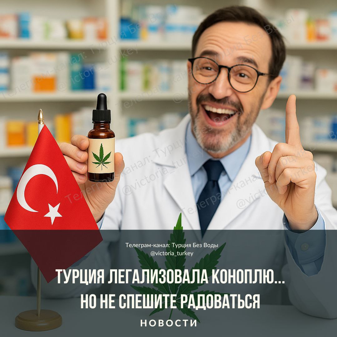 Турция легализовала коноплю... но не спешите радоваться #новоститурции Теперь официально: в Турции можно будет купить коноплю, но только по рецепту и только в аптеке. Да, никаких кальянов с сюрпризом на пляже и бабушек на базаре с "травкой от давления". Новый закон уже принят парламентом: медицинская конопля теперь часть реформы здравоохранения. Всё по-серьёзному: выращивают под контролем Минсельхоза, обрабатывают и продают под надзором Минздрава. Экспорт тоже разрешили: Турция всерьёз нацелилась стать "врачебным Амстердамом", но без витрин с неоновыми грибами. А пока кто-то подумал: "Ну всё, пора в Анталью лечиться!" — напомним: туристам "на расслабоне" ничего не светит. Только по болезни. Только официально.