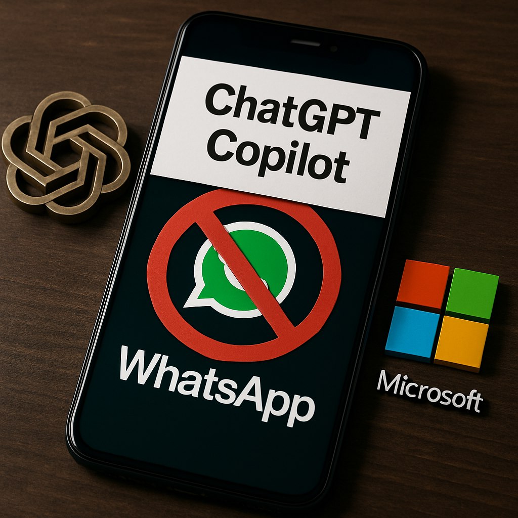 OpenAI и Microsoft прекращают использование ChatGPT и Copilot в WhatsApp Из за новых условий обслуживания которые вступят в силу 15 января 2026 года Meta запретила использование сторонних AI чатботов что вынуждает OpenAI и Microsoft покинуть платформу Оба гиганта подтвердили что их чатботы останутся доступными до указанной даты Пользователи ChatGPT смогут связать свои аккаунты чтобы сохранить историю чатов в то время как пользователи Copilot такой возможности не получат Meta делает акцент на поддержке бизнесов использующих WhatsApp для обслуживания клиентов ограничивая использование своей платформы только для собственных решений Ожидается что в скором времени и другие сторонние AI чатботы также могут покинуть WhatsApp оставив Meta AI единственным вариантом с января PRO AI OFFICIAL