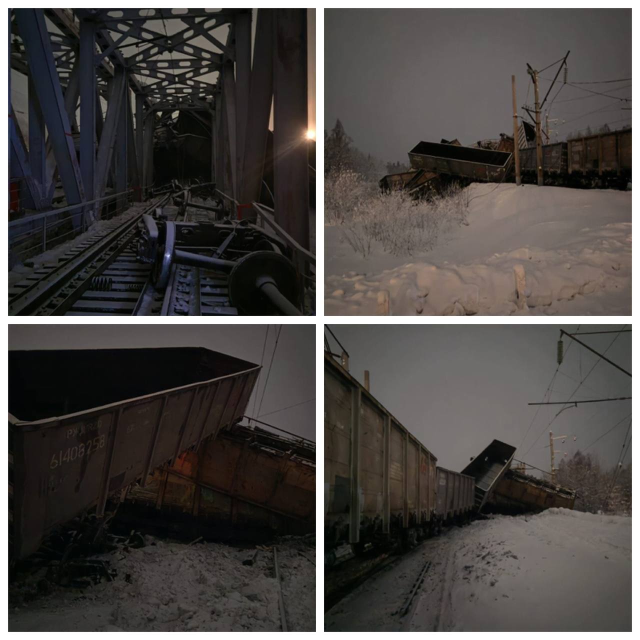 Фото с места схода вагонов в Ангаракане, Муйский район. РЖД планирует восстановить движение к 23:00.   Для этого потребуется восстановить 100 метров контактной сети и 250 метров пути. На месте работает аварийно-восстановительный поезд.  Ранее мы писали, что задерживаются:    Поезд № 98 Кисловодск – Тында: Возвращен на станцию Северобайкальск.     Поезд № 375 Нерюнгри – Красноярск: Останется на станции Таксимо до возобновления движения.    Сформирован поезд № 908 Таксимо – Тында для отправки пассажиров со станции Таксимо в сторону Тынды.  Всем пассажирам задержанных поездов обеспечено питание, сообщают РЖД.  Источник: Северобайкальск - инфо. 24/7    Связаться с нами можно через ссылку вверху экрана «Написать нам»