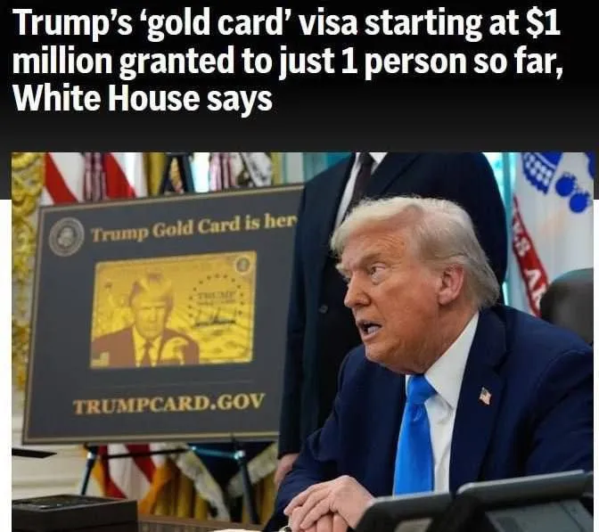 Золотую карту Трампа за 1 млн которая даёт иностранцам право жить и работать в США получил только один человек заявил министр торговли США Говард Латник При этом агентство отмечает что это противоречит словам Трампа о продаже таких карт на 1 3 млрд за несколько дней newsEconomics