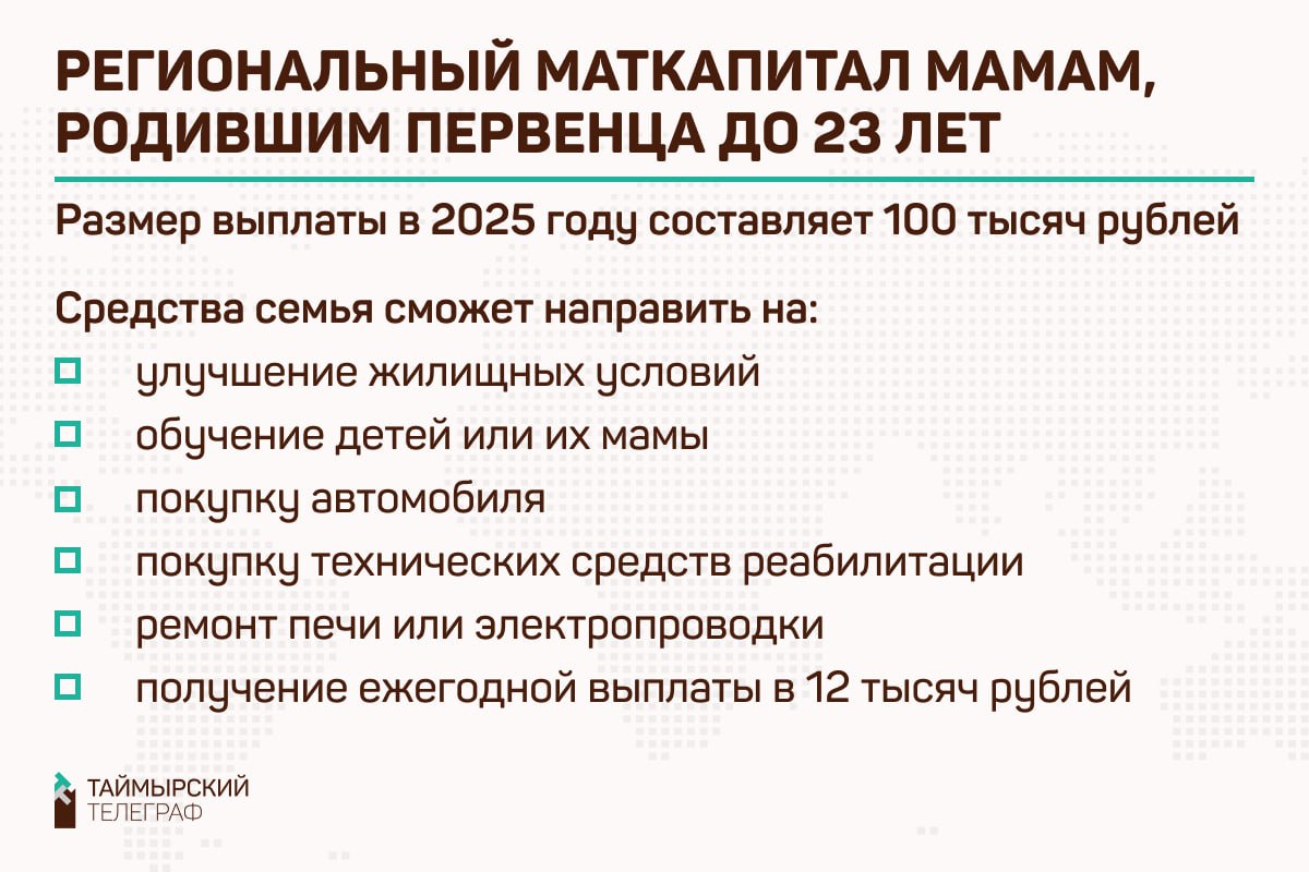 В Красноярске вручили первый региональный маткапитал за рождение первенца.   Его обладательницей стала 22-летняя Снежана, родившая своего первого ребенка – девочку – в начале января.  Подробнее читайте по ссылке.