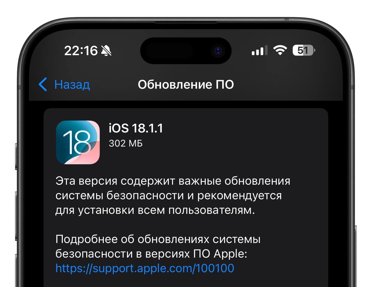 Вышла iOS 18.1.1  В обновлении Apple устранила уязвимости JavaScriptCore и WebKit, которые могли использоваться злоумышленниками. С аналогичным исправлением вышла macOS Sequoia 15.1.1 и iPadOS 18.1.1.   Лямин