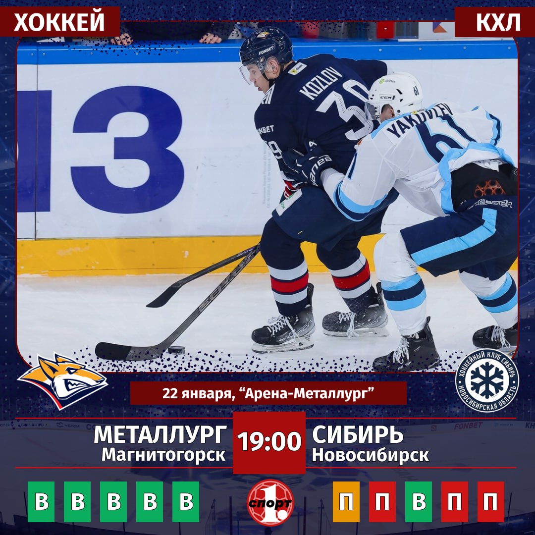 Хоккейный клуб Металлург в чемпионате КХЛ сегодня открывает домашнюю серию матчей соперник Сибирь Магнитогорская команда подходит к матчу с впечатляющей серией 8 побед и 15 игр с набранными очками кряду Сибиряки цепляются за топ 8 команд на Востоке Смотрите матч в прямом эфире на телеканале ОТВ или сайте 1obl tv Начало в 19 00 odinoblsport