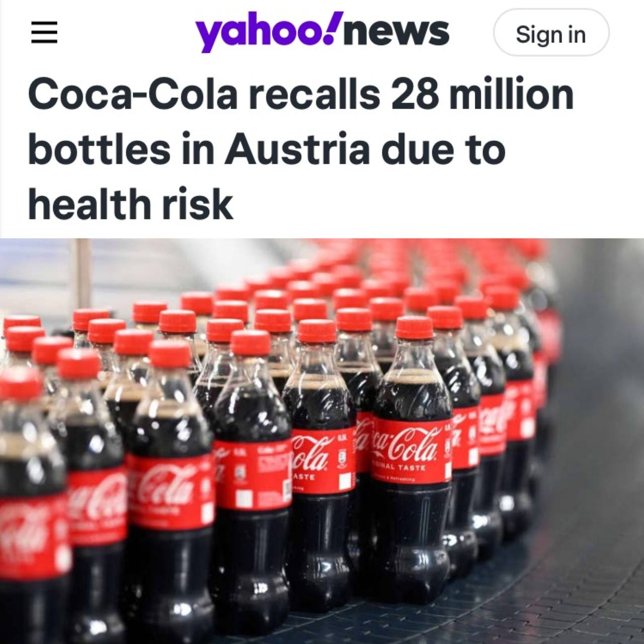 Миллионы бутылок Coca-Cola срочно изымают из продажи в Европе — в них нашли смертельно опасные частицы металла  Токсичный напиток мог попасть в Россию по параллельному импорту: под изъятие попала Fanta, Coke, Sprite и MezzoMix со сроком годности до 12.04.2025, производство — Австрия.   Изучайте этикетки перед покупкой.     РУПОСТ подписаться