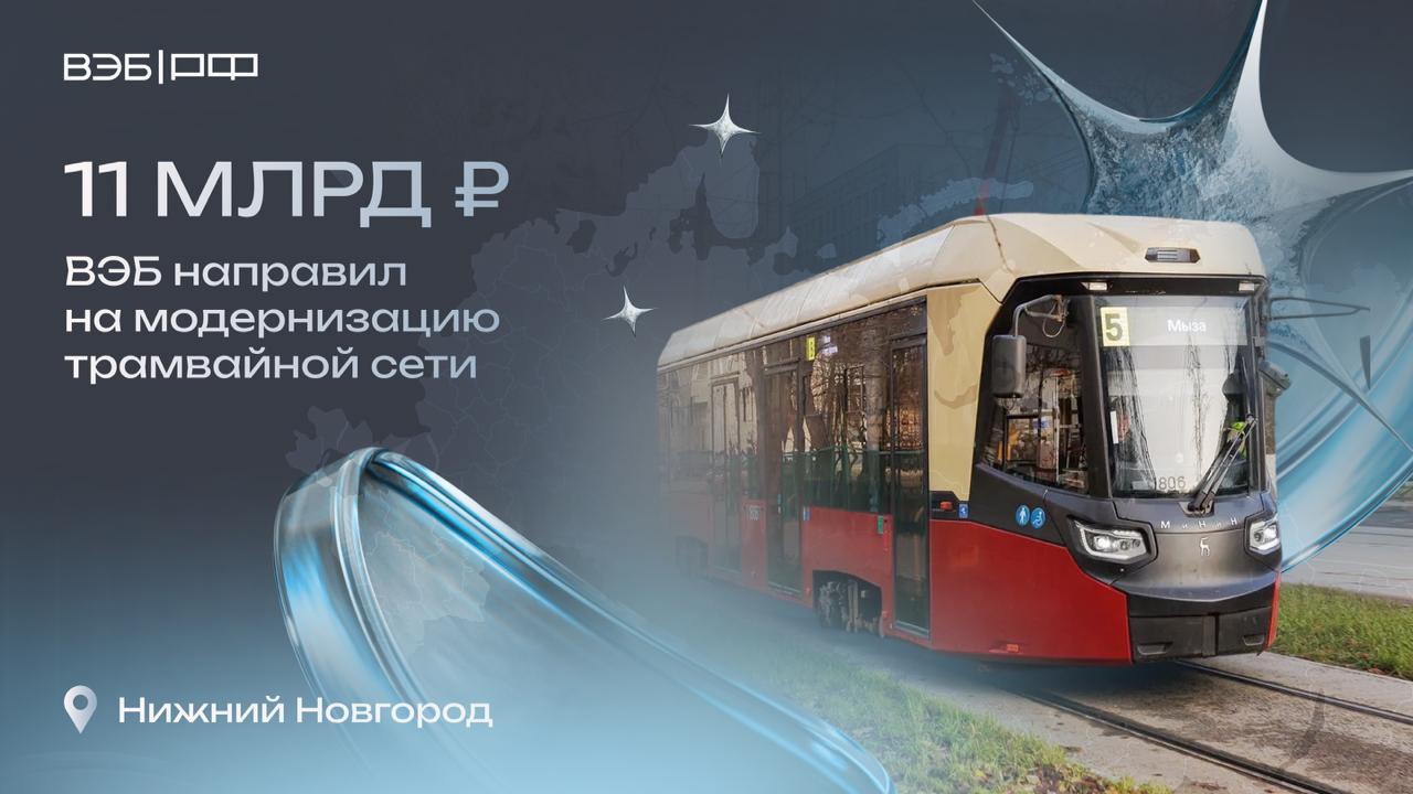 ВЭБ направил очередные 1 4 млрд на модернизацию трамвайной сети в Нижнем Новгороде Всего поддержка ВЭБа на сегодня составляет 11 млрд включая 1 8 млрд из Фонда национального благосостояния   На каком этапе проект сейчас   поставлено 133 из 170 новых трамваев МиНиН 62 из них в 2025 году 100 уже перевозят пассажиров   построено 100 из 149 3 км трамвайных путей Также при участии ВЭБа в городе развивается социокультурный проект Первое трамвайное медиа подробнее рассказывали тут За время реализации программы ГЭТ ВЭБ помог регионам получить уже 451 новый трамвай 360 вышли на маршруты Инфраструктура Электротранспорт ВЭБ РФ в Telegram MAX