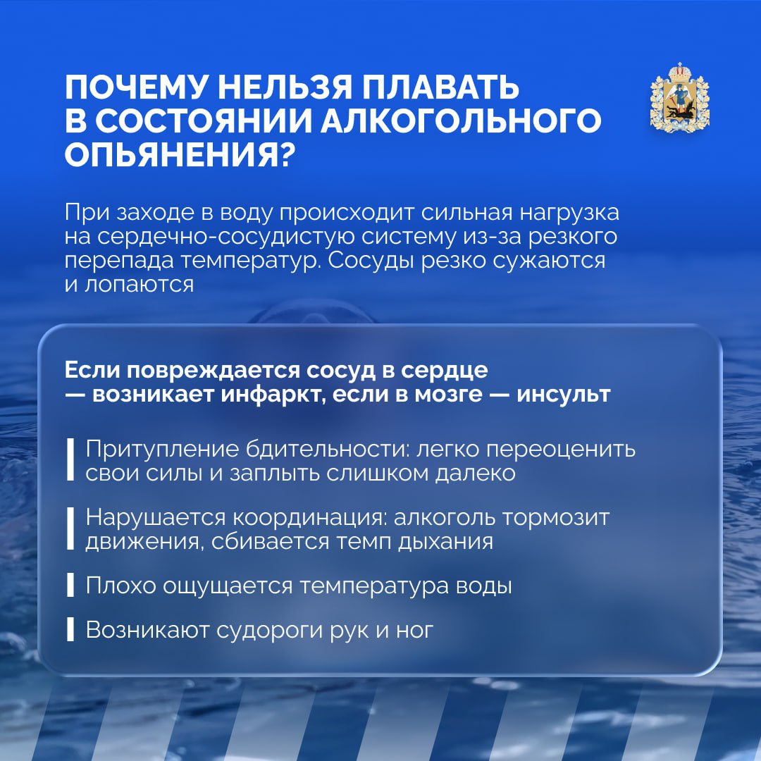 Каждый год с началом купального сезона увеличивается количество несчастных случаев на водоемах. Жаркая погода привлекает людей к морю, рекам и озерам, но важно не забывать о мерах предосторожности.  Во-первых, никогда не употребляйте алкоголь во время купания. Под воздействием спиртных напитков люди теряют бдительность и неадекватно оценивают риски. Они могут решиться на купание в сильном течении и на большой глубине, что крайне опасно.  Кроме того, важно помнить, что даже в спокойной воде скрываются потенциальные угрозы. Нельзя переоценивать свои силы и возможности. Каждый раз, заходя в воду, будьте внимательны и осторожны. Помните, что безопасность всегда должна быть на первом месте. Придерживайтесь правил поведения на воде и отдых будет не только приятным, но и безопасным.