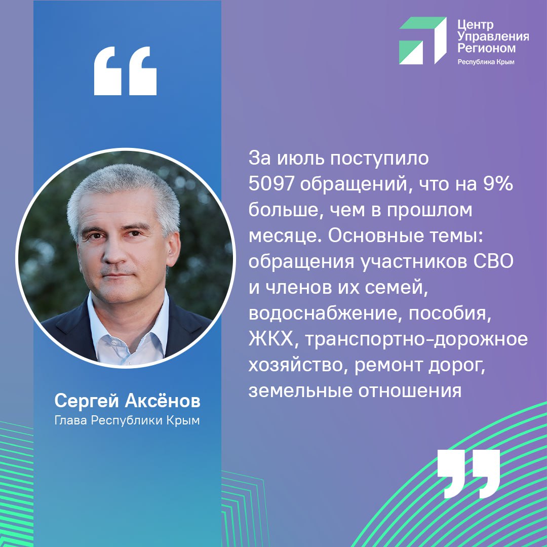 Глава Крыма провел совещание о проблемных вопросах муниципальных образований Сергей Аксёнов уделил особое внимание работе с обращениями граждан. Обращения должны рассматриваться курирующими заместителями глав и решаться без излишней бюрократии. Он поручил полностью проверить доступность информации для граждан и возможность оперативного дозвона по указанным телефонам. ЦУР Республики Крым