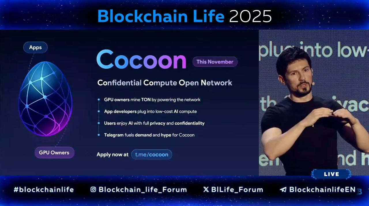 Cocoon Confidential Compute Open Network предназначена для безопасных и конфиденциальных ИИ вычислений владельцы GPU смогут зарабатывать TON обрабатывая запросы разработчиков Telegram первым будет активно продвигать Cocoon по всему миру