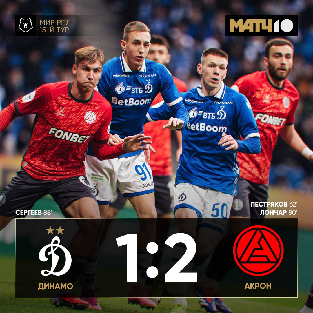 Акрон обыграл Динамо и сместил бело голубых с восьмой строчки news matchtv
