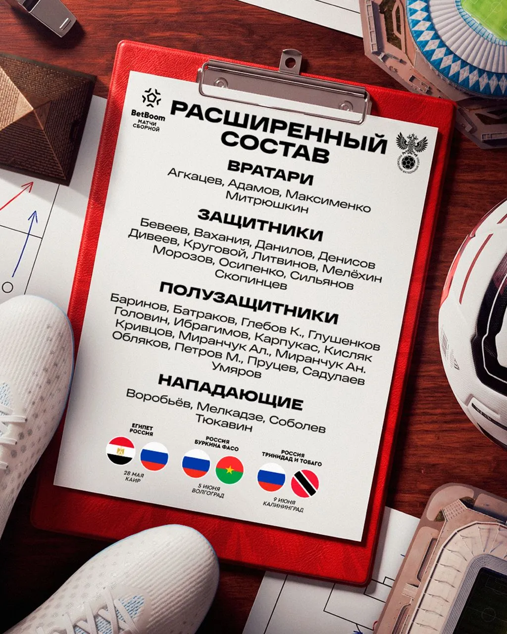 Ибрагимов Головин и Соболев в расширенном составе сборной России Всего в списке тренерского штаба на BetBoom матчи сборной с Египтом Буркина Фасо и Тринидадом и Тобаго 36 футболистов