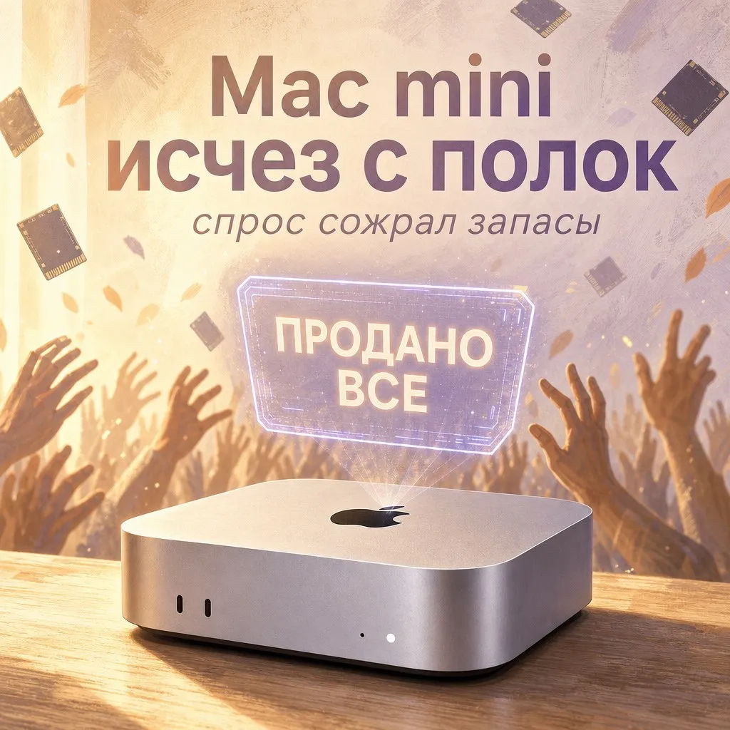 Apple сняла с продажи самый дешёвый Mac mini Apple убрала из продажи базовый Mac mini на чипе M4 с 256 ГБ хранилища и 16 ГБ оперативки который стоил около 50 000 рублей Причина банальная не хватает производственных мощностей на фоне бешеного спроса