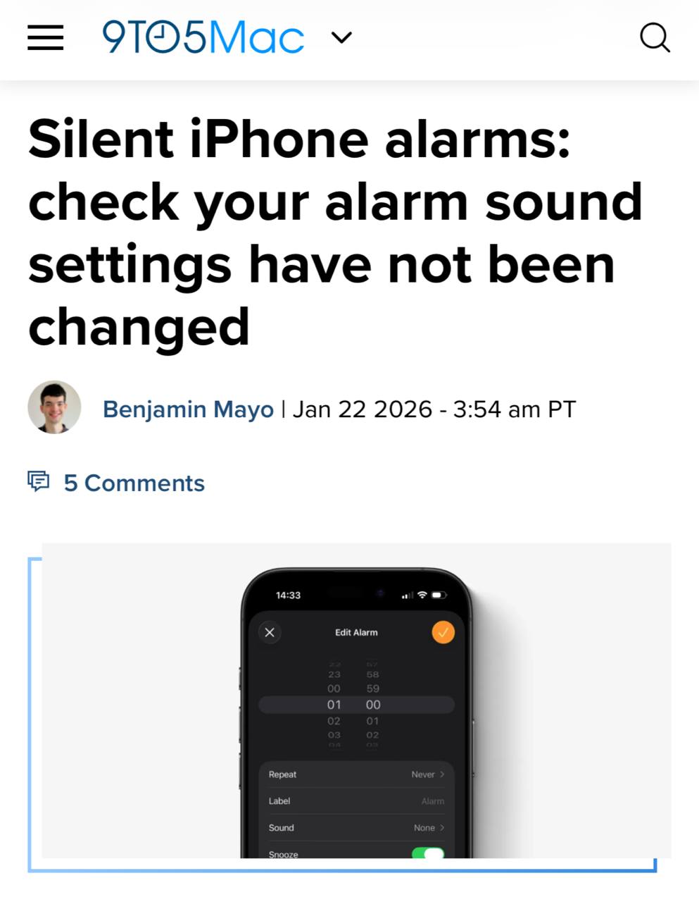 У пользователей iPhone массово начали сбоить будильники смартфон срабатывает но без звука Причина бага пока непонятна эксперты предполагают что это связано со старыми классическими мелодиями и обновлениями iOS Чтобы проверить затронула ли вас эта ошибка просто откройте приложение Часы и нажмите на будильник в списке Убедитесь что в настройках звука выбран режим Мелодия звонка а не Нет А еще этот пост можно использовать как официальную отмазку от опоздания Илон Маск