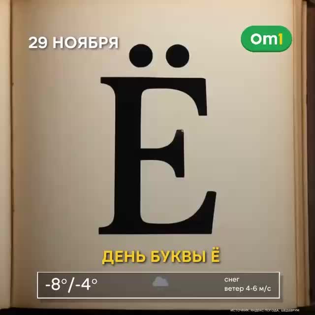 День буквы ё: 29 ноября отмечается введение новой буквы в русский алфавит