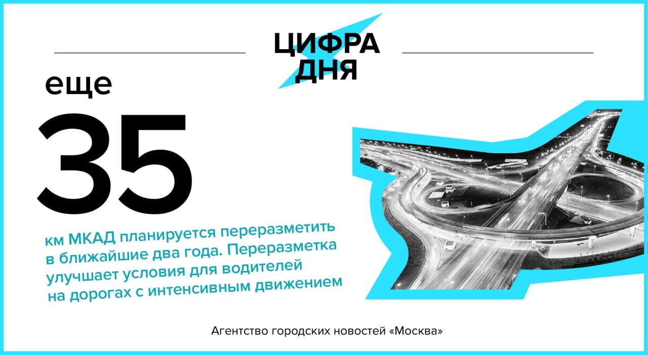 Цифра дня 19 декабря: Еще 35 км МКАД планируется переразметить в ближайшие два года.    «Москва»