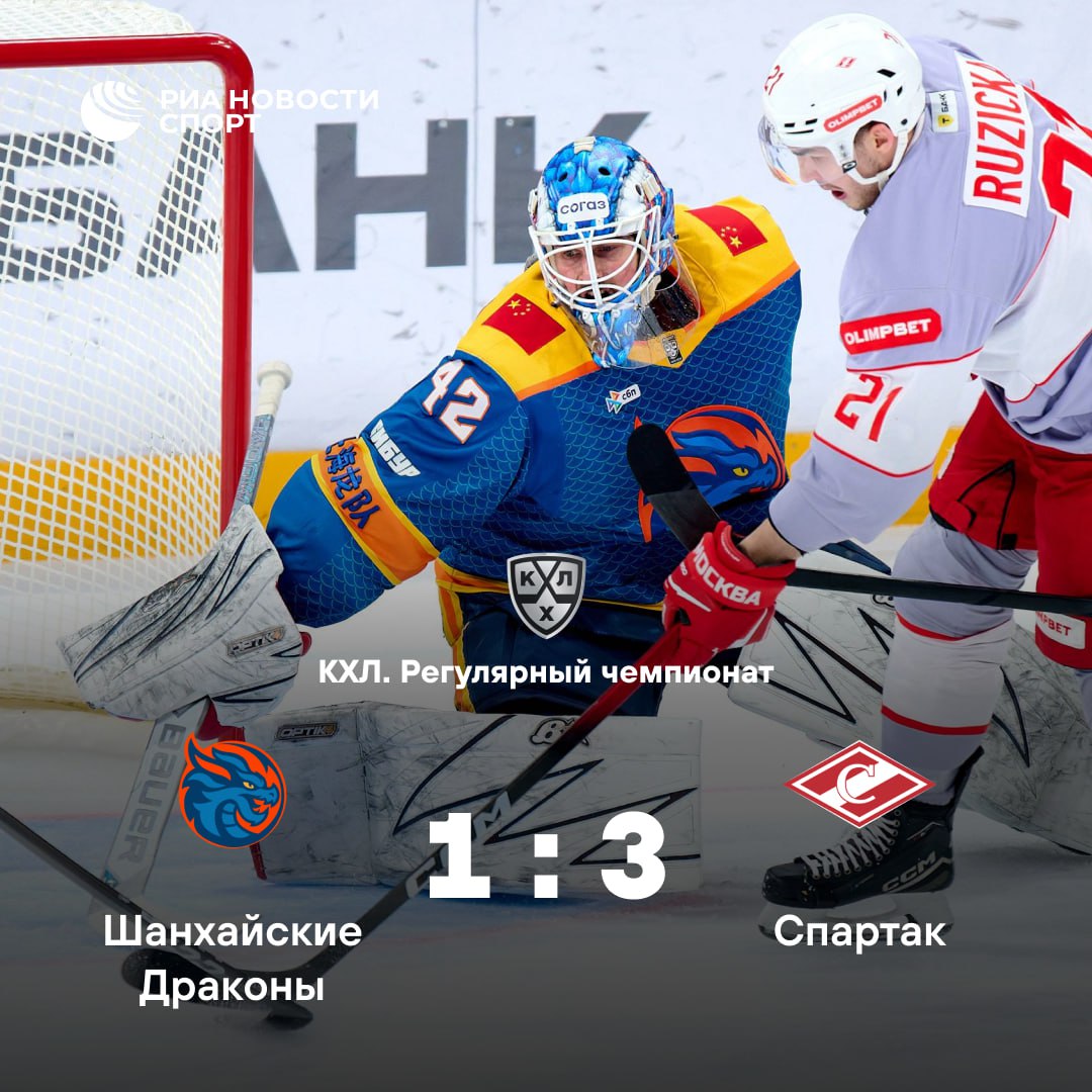 Спартак в гостях обыграл Шанхайских Драконов Красно белые набрали 44 очка и обошли СКА в таблице Запада поднявшись на шестое место Подписывайтесь на РИА Новости Спорт в MAX