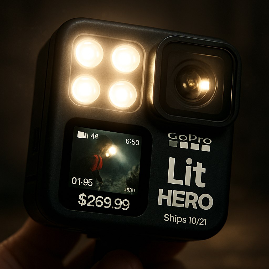 GoPro представила новую версию своей экшн камеры Hero с встроенной подсветкой Модель под названием Lit Hero оснащена четырьмя яркими светодиодами которые помогут освещать ваши приключения даже в темноте Камера доступна для предзаказа по цене 269 99 и начнет отправляться с 21 октября Lit Hero предлагает улучшенные характеристики запись в 4K при 60fps и время работы до 100 минут с выключенными светодиодами Она также остается водонепроницаемой на глубине до 16 футов Обратите внимание что встроенный свет может быть полезен для подсветки близлежащих объектов но его дальность не слишком велика PRO AI OFFICIAL