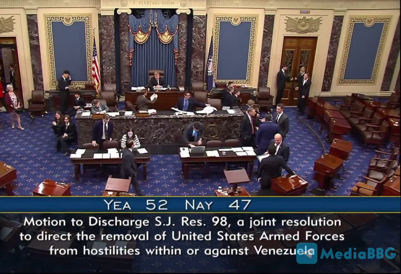 Сенат США проголосовал за резолюцию запрещающую Дональду Трампу предпринимать дальнейшие военные действия против Венесуэлы без предварительного одобрения Конгресса Резолюция должна быть одобрена Палатой представителей где у республиканцев твердое большинство Подписывайтесь на BFM И в MAX