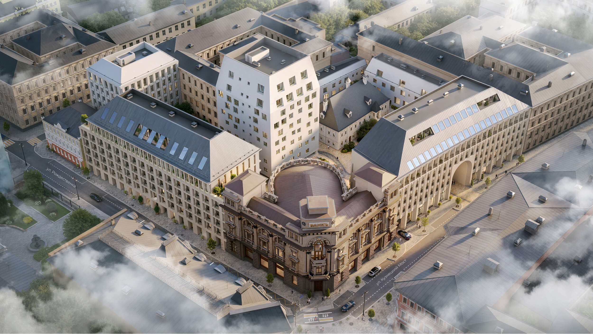 Девелопер Sminex приобрел у Галс Девелопмент проект элитного жилого комплекса на пересечении улиц Рождественка и Кузнецкий Мост Фирма СЗ Джоуль принадлежащая Sminex стала владельцем компании СЗ Галс Кузнецкий Мост которая выступает застройщиком жилого комплекса de luxe класса Рождественка 8 на Кузнецком мосту Продавцом выступила Галс Девелопмент ЖК Рождественка 8 будет построен на месте бывшего банковского квартала ВТБ на Кузнецком Мосту Проект разработан бюро Цимайло Ляшенко и Партнеры и включает восемь жилых корпусов высотой от 3 до 10 этажей Площадь комплекса составит около 30 000 м² Разрешение на строительство выдали в середине мая 2025 года но работы так и не начались Теперь понятно почему stroi news