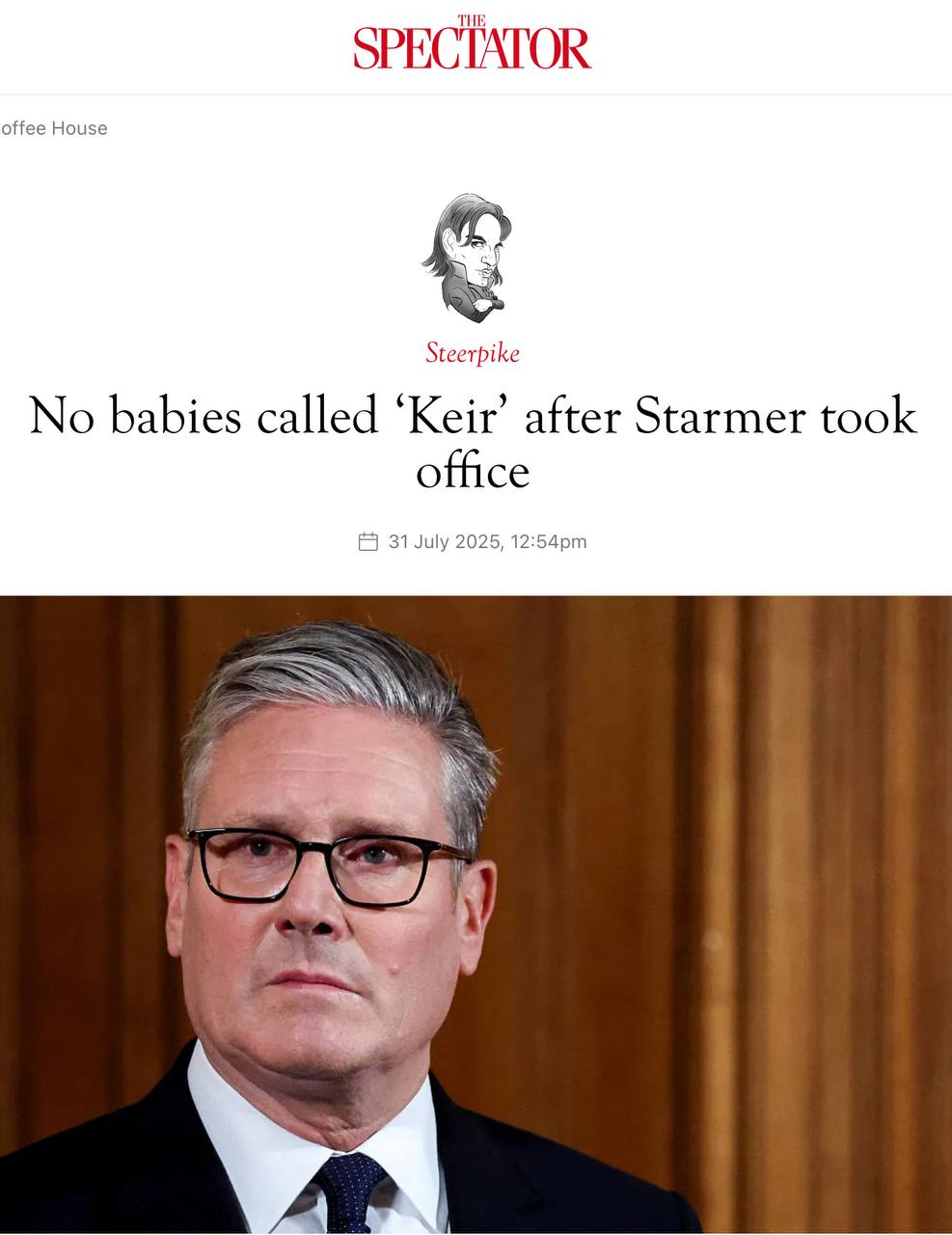 Журнал The Spectator обратил внимание на официальные статданные, обнародованные сегодня в Британии. Оказывается, со времени, когда Кир Стармер занял пост премьера, в стране не зафиксированы случаи, чтобы детей назвали именем Кир! Еще бы, потом стыдиться за своих детишек!