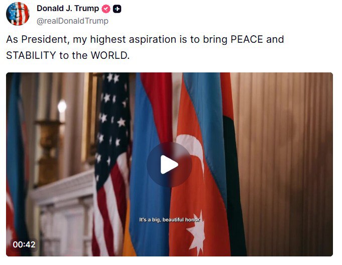 Трамп: Как Президент, я стремлюсь к достижению МИРА и СТАБИЛЬНОСТИ во всем мире.