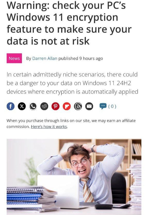 Обновление Windows уничтожит ваш жесткий диск и удалит все данные с ПК. Фича для «буста безопасности» просто разрушит ваш компьютер — зашифрует все данные и привяжет к ключу учетной записи. Чтобы решить проблему, отключаем BitLocker: — Идем в «Параметры»→ »Конфиденциальность и безопасность». — Переходим в «Шифрование устройства» и вырубаем ползунок. Техно
