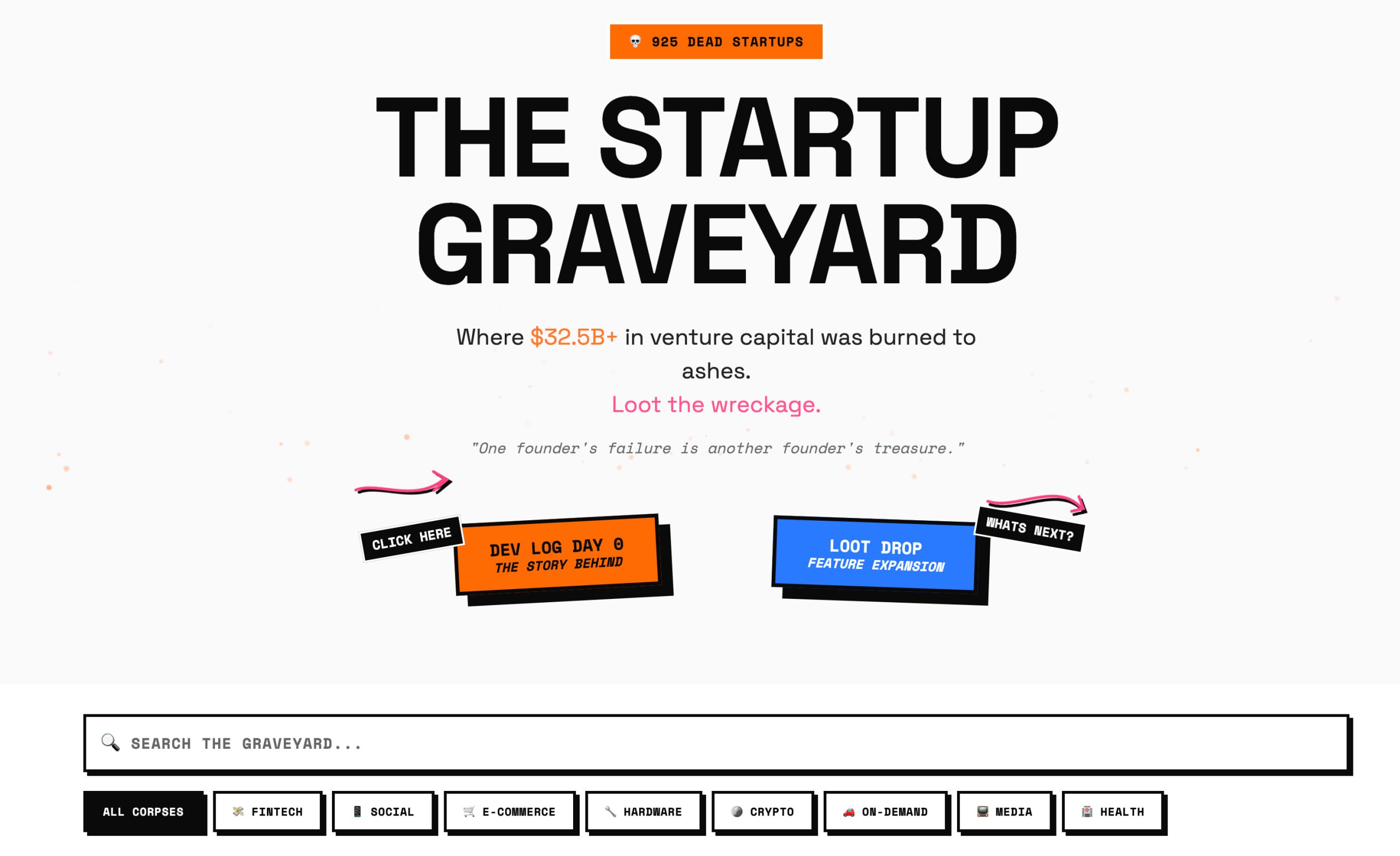 КЛАДБИЩЕ стартапов нашли в сети энтузиасты собрали целую библиотеку данных о прогоревших и обанкротившихся проектах Авторы выкатили всю подноготную какие решения убили компанию в какой момент допустили критическую ошибку со ВСЕМИ подробностями инсайдами и даже советами для бизнеса На портале есть раздел с ЖИВЫМИ и успешными стартапами которые прямо сейчас дают прибыль или могут заработать много в обозримом будущем Есть встроенный ИИ которые анализирует любые провалившиеся проекты и выдает более совершенные бизнес планы с учетом ошибок недочетов выстраивает новый концепт план запуска и монетизации Изучаем здесь Бэкдор