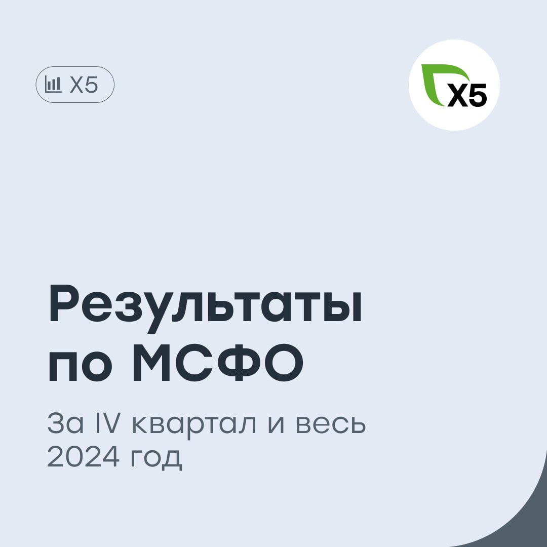 X5: позитивная отчетность и дивиденды   Продуктовая розничная торговая компания представила отчетность по МСФО за IV квартал и весь 2024:   Годовая выручка выросла на 24,2% год к году, до 3,9 трлн рублей. Квартальная выручка — 1,08 трлн рублей  +22,3% год к году .   Чистая прибыль за год составила 110 млрд рублей  +21,9% , квартальная чистая прибыль снизилась на 20,2%, до 15,4 млрд рублей. Операционная годовая прибыль — 153, 9 млрд рублей  +17,7% .   Годовая EBITDA — 251,8 млрд рублей  +16,9% , квартальная EBITDA — 52,2 млрд рублей  -0,8% .   Чистый долг на конец года вырос до 220,8 млрд рублей.   Совет директоров рекомендовал выплату дивидендов в размере 648 рублей с доходностью 17,7%.