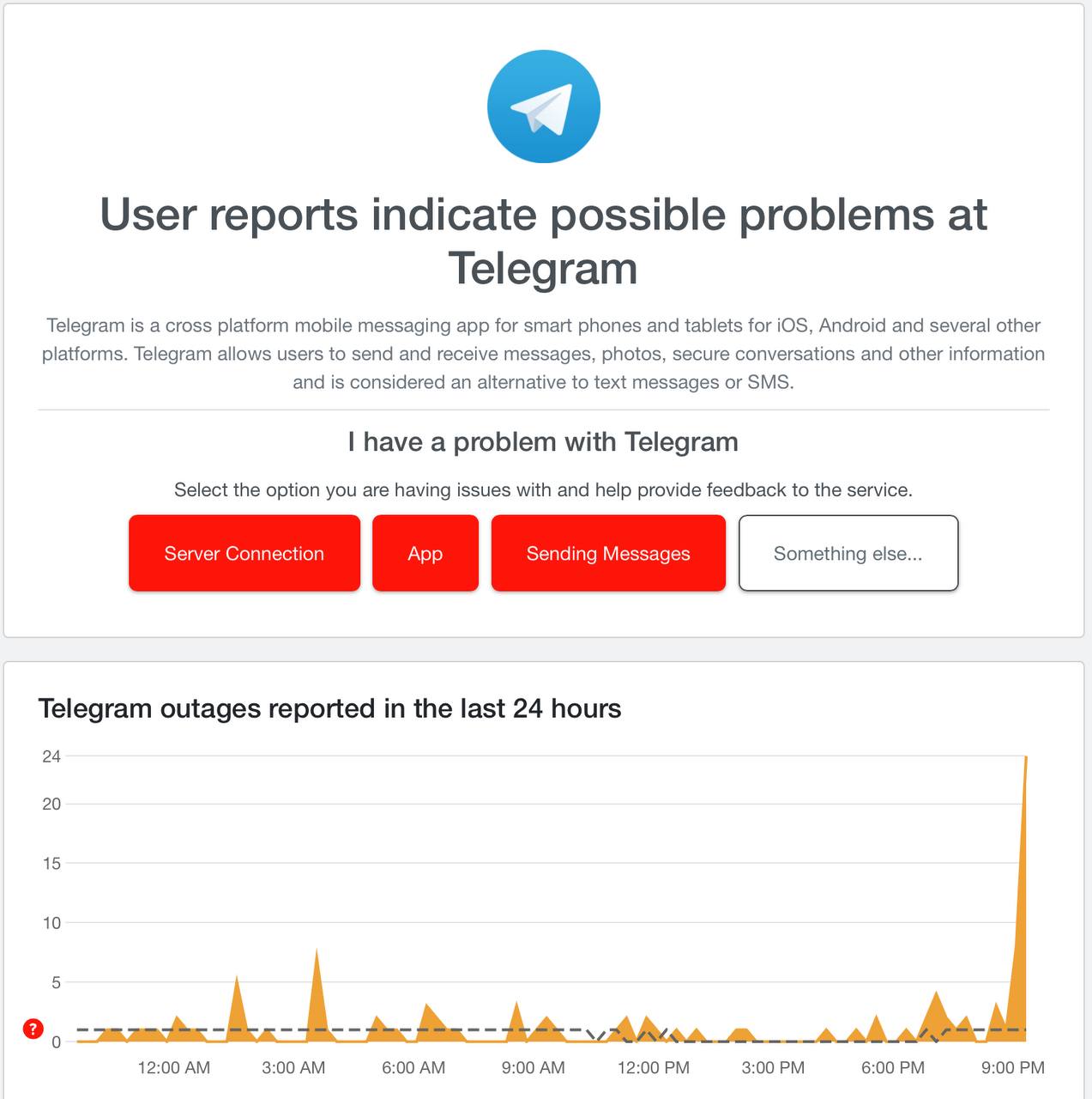 В Telegram произошел крупный сбой, многие пользователи испытывают трудности с отправкой сообщений и загрузкой чатов.