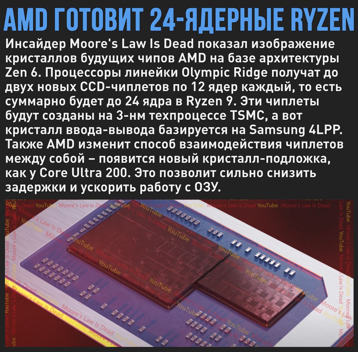 AMD готовит 24-ядерные чипы на Zen 6 с новыми чиплетами  Мой Компьютер