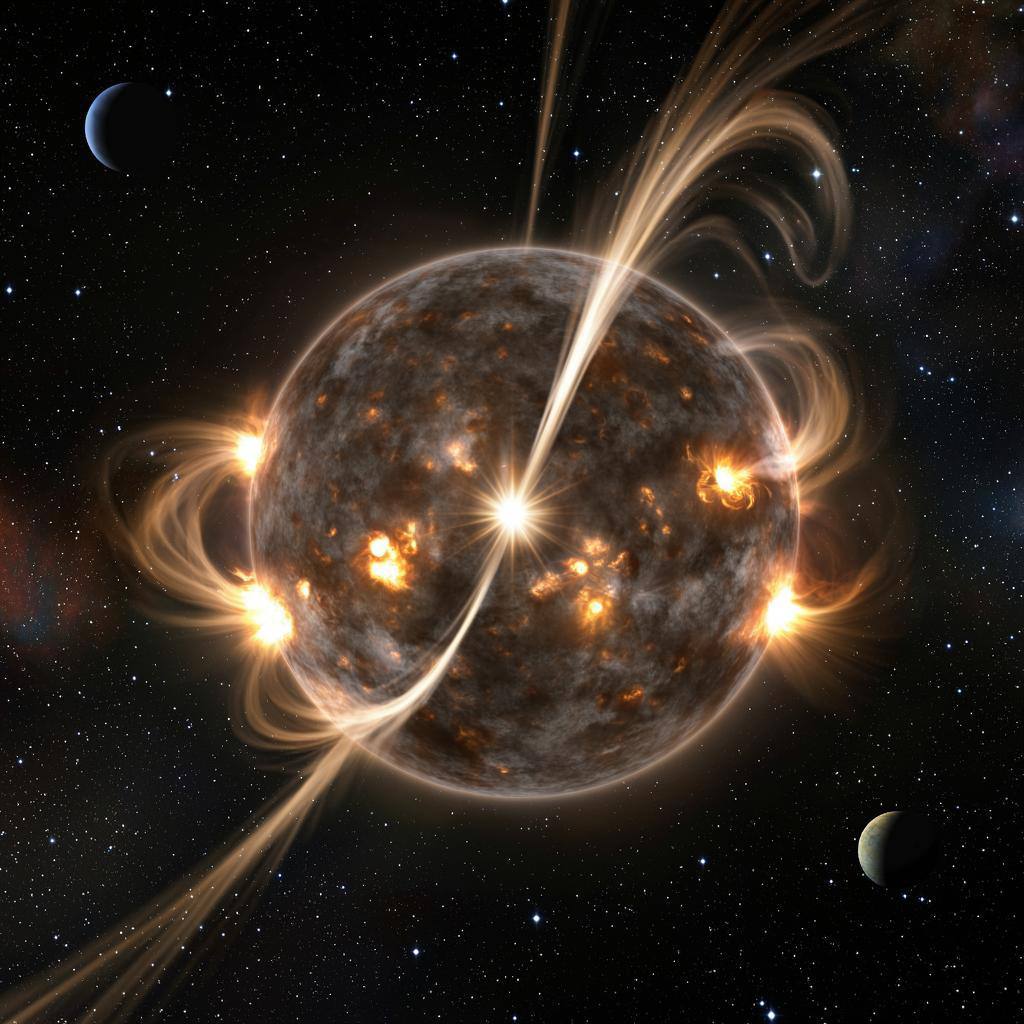 Ученые впервые зафиксировали корональный выброс массы не у Солнца Радиотелескоп впервые поймал корональный выброс массы КВМ от далекой звезды Это стало первым достоверным подтверждением КВМ не Солнца а другой звезды Облако намагниченной плазмы от M карлика StKM 1 1262 что в 130 световых годах от нас прорвалось сквозь гравитацию и магнитное поле Десятилетиями ученые наблюдали намеки на КВМ у далеких звезд но не могли доказать что материя действительно преодолела гравитационное и магнитное притяжение звезды а не просто поднялась с поверхности чтобы потом упасть обратно Одним из безошибочных признаков извержения может быть так называемый радиовсплеск II типа короткий импульс вызванный ударной волной создаваемой КВМ при выходе из короны В поисках такового ученые проанализировали 86 000 близких звезд при помощи радиотелескопа LOFAR который представляет собой гигантскую сеть из 20 000 антенн в Европе И вот изыскания увенчались успехом По расчетам КВМ двигался со скоростью 2400 км с Это значение близкое к верхнему пределу свидетельствует о большой мощности извержения достаточной чтобы подвергнуть опасности любые формы жизни поблизости Telegram МAX все наши каналы