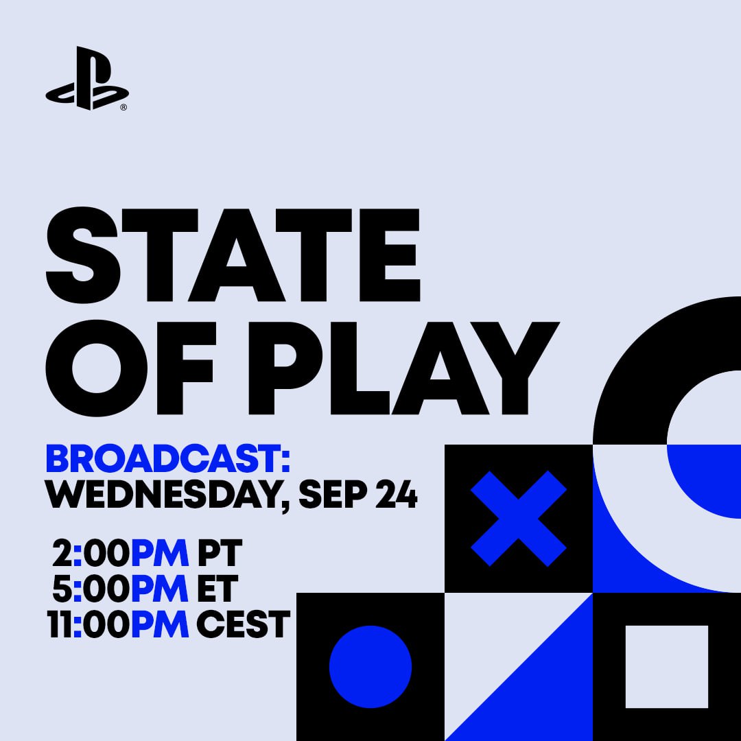 Sony проведёт стрим State of Play с показом новых игр в ночь на 25 сентября Сам стрим продлится примерно 35 минут за этот срок геймерам представят множество игр Среди них будут уже анонсированные проекты однако могут быть и мировые премьеры Вполне возможно игроков ждут некие сюрпризы а также даты выхода ожидаемых тайтлов Подписывайтесь на Контекст 360