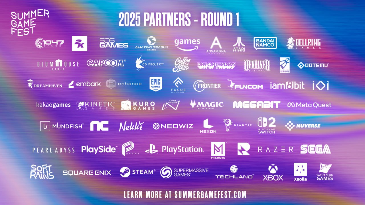 Организаторы Summer Game Fest 2025 объявили список партнёров — в этом году их будет более 60, что станет рекордом. Среди участников мероприятия — CDPR, Xbox, PlayStation, Nintendo, Techland, Capcom и Mundfish, которая намекнула на некий анонс по Atomic Heart.