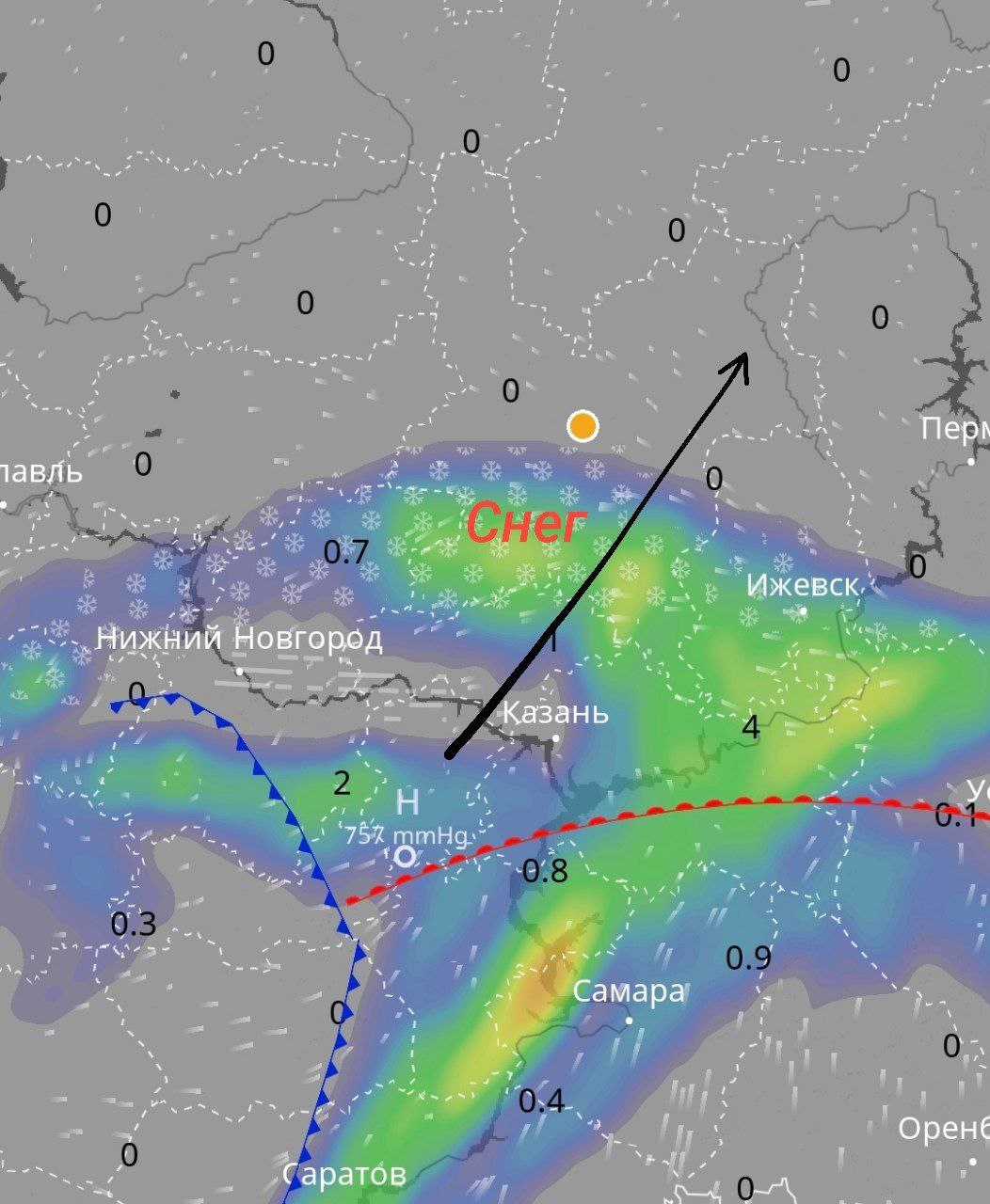 В Кировской области в начале мая могут пройти сильнейшие снегопады  В пятницу и субботу, 2 и 3 мая, по территории региона пройдет новый циклон с ныряющей траекторией. Как следствие, выпадут осадки в виде снега. Снегопады могут задеть или несколько районов региона, или около половины области, сообщает "Любительская метеорология в Кирове".