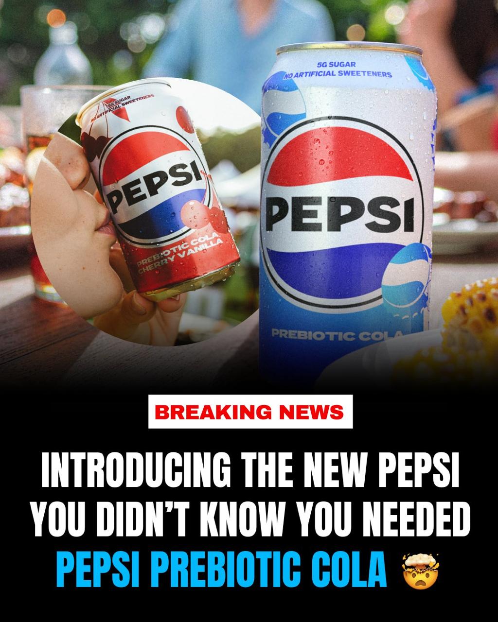 Компания Pepsi сделала шаг в сторону здорового образа жизни, выпустив новую версию колы с пребиотиками. Это первое изменение классической формулы за последние 20 лет. В новой банке содержится всего 5 граммов сахара, 3 грамма пребиотической клетчатки и отсутствуют искусственные подсластители. Такая кола призвана не только освежать, но и поддерживать здоровье пищеварительной системы, укреплять иммунную систему и улучшать настроение. Доступные вкусы — оригинальный и вишня-ваниль. Поклонники этого напитка уже с нетерпением ждут новинку.