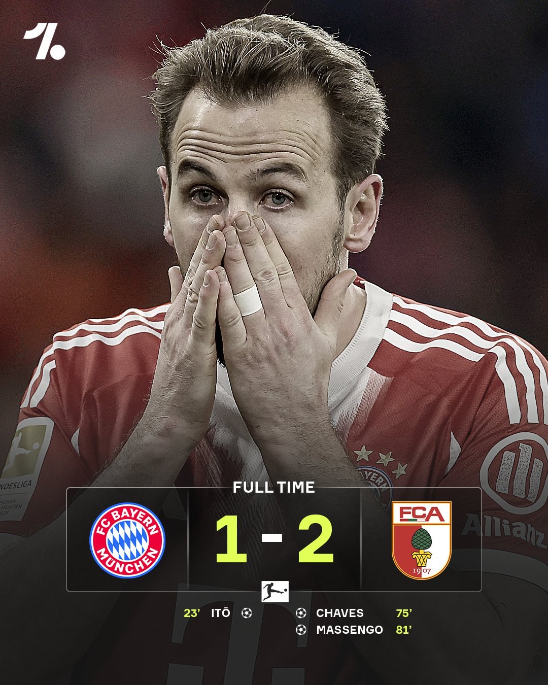 Бавария забила первой но провалила концовку и отдала победу аутсайдеру Бундеслиги Это первое поражение мюнхенцев в чемпионате этого сезона